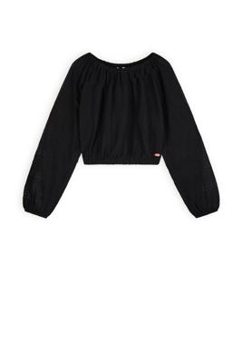 NoBell Zomer blouse meisjes Zwart - embroidery chiffon - Timre