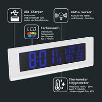 Fackelmann hoogwaardige digitale radiogestuurde klok/wekker/thermometer wit - thumbnail