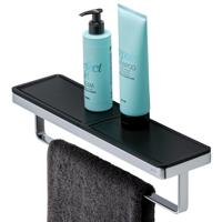 Planchet met Handdoekrek Geesa Frame 42 cm Zwart Chroom - thumbnail