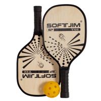 SET WOODEN PICKLEBALL RACKETS WITH BALL AND BAG - thumbnail