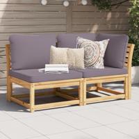 2-delige Loungeset met kussens massief acaciahout - thumbnail
