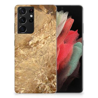 Samsung Galaxy S21 Ultra | TPU | Siliconen hoesje | Marmer Creme