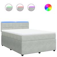 Boxspring met matras fluweel lichtgrijs 140x190 cm - thumbnail