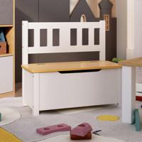 Kinderopbergbankje 60x30x55 cm MDF wit en beige - thumbnail