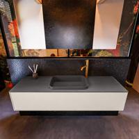 Badkamermeubelset Mondiaz Erin 150 cm met 1 Lade met RIDGE Wastafel Midden Dark grey met 1 kraangat Greeploos Mat Linen - thumbnail