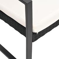 5-delige Tuinset met kussens polypropeen rattan zwart - thumbnail