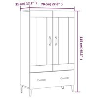 Hoge kast 70x31x115 cm bewerkt hout betongrijs - thumbnail
