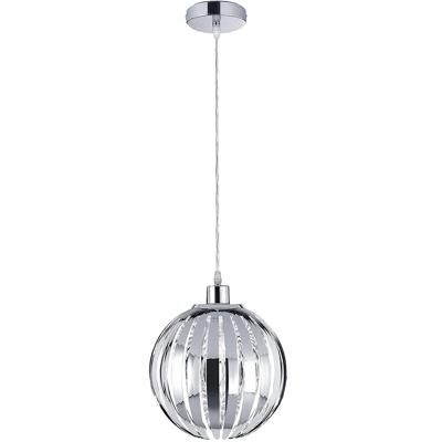 Led Hanglamp - Hangverlichting - Trion Zuka - E27 Fitting - Rond - Glans Chroom - Aluminium