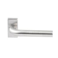 Hardbrass Deurkruk Oslo op rechthoekig rozet - RVS - thumbnail