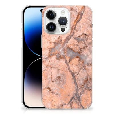 iPhone 14 Pro Max | TPU | Siliconen hoesje | Marmer Oranje iPhone 14 Pro Max | TPU | Siliconen hoesje | Marmer Oranje