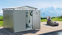 Biohort Panorama Gr. P3 metalen tuinhuis met standaard deur 237x238 cm donkergrijs metallic - thumbnail