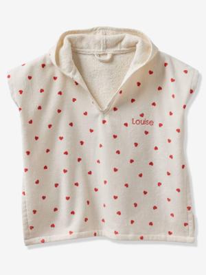 Gepersonaliseerde babyponcho van gerecycled katoen MON CÂ¼UR roze, bedrukt