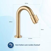 Saqu Essential 2.0 luxe fonteinkraan met C-uitloop geborsteld messing - thumbnail