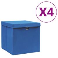 VidaXL Opbergboxen met deksel 4 st 28x28x28 cm blauw - thumbnail