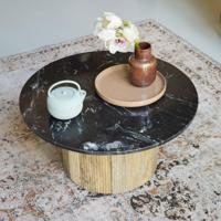Brix Salontafel 'Nova' Mangohout en marmer, kleur Zwart - thumbnail