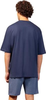 Blauwe katoenen heren shortama Hajo