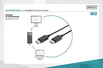 Digitus AK-340103-030-S DisplayPort-kabel DisplayPort Aansluitkabel DisplayPort-stekker, DisplayPort-stekker 3.00 m Zwart - thumbnail