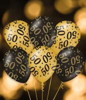 Classy Ballonnen 100 Jaar Zwart/Goud (6st) - thumbnail