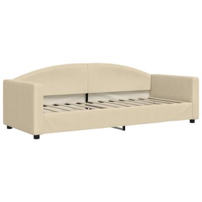Slaapbank met onderschuifbed en matrassen 80x200 cm stof crème
