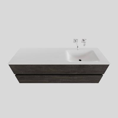 Badkamermeubel Solid Surface AQS Oslo 150x46 cm Rechts Wood Dark Brown Boss & Wessing Badkamermeubel Solid Surface AQS Oslo 150x46 cm Rechts Wood Dark Brown Boss & Wessing