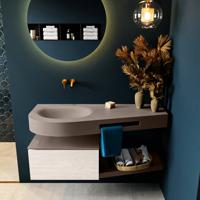 MONDIAZ RIVA 120cm badmeubel onderkast / planchet kleur Underlayment met 1 lade. Wastafel DULCET links 0 kraangaten kleur Smoke. - thumbnail