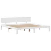 Bedframe met hoofdeinde zonder matras 200x200 cm wit - thumbnail