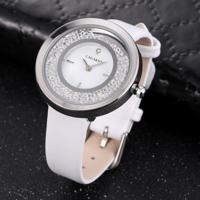 CAGARNY waterbestendig Fashion 6878 vrouwen Quartz Wrist Watch with leder Band(White+Silver) - thumbnail