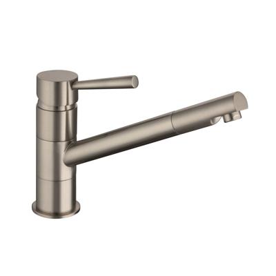 CORNWALL ééngreepsmengkraan keuken, roestvrij staal-look kraan met draaibare uitloop en draaibereik 150° keramische schijven geluidsarme, verwisselbare 35 mm-cartouche flexibele metalen aanslu