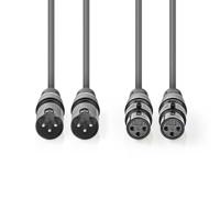 Nedis COTH15030GY15 Gebalanceerde Xlr-audiokabel 2x Xlr 3-pins Male - 2x Xlr 3-pins Female 1,5 M Grijs - thumbnail