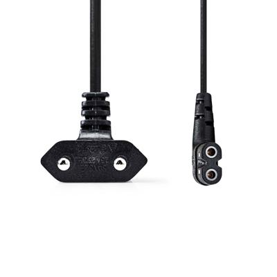 Nedis Stroomkabel | Euro Male | IEC-320-C7 | Gehoekt | Links Gehoekt | Vernikkeld | 2.00 m | Plat | PVC | Zwart | Label - CEGL11055BK20