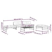5-delige Loungeset met kussens massief hout wit - thumbnail