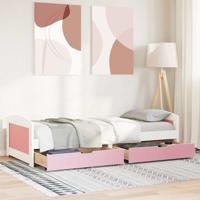 Slaapbank met 2 lades zonder matras IRUN 90x200 cm wit en roze - thumbnail