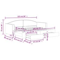 Slaapbank met onderschuifbed en lades 80x200 cm stof lichtgrijs - thumbnail