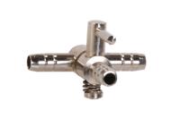 Luchtverdeler voor 4mm 2 uitgangen met kraan messing - thumbnail