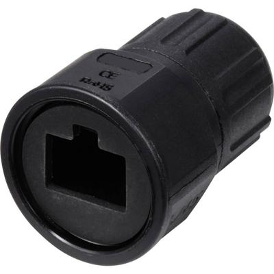 TRU COMPONENTS TC-E13T-MRJ-PRA06 Rechte kunststof RJ45-stekker IP67 (met schroefdraad) TC-13543624 Zwart 1 stuk(s)