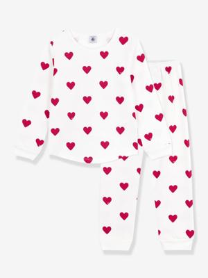 Pyjama voor kinderen met PETIT BATEAU-hartjesprint wit