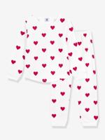 Pyjama voor kinderen met PETIT BATEAU-hartjesprint wit - thumbnail