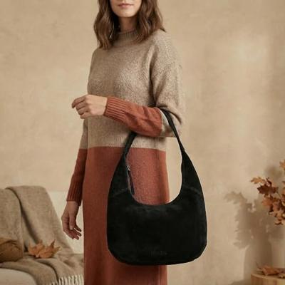 Hide & stitches brazos suède schoudertas-Dark Brown