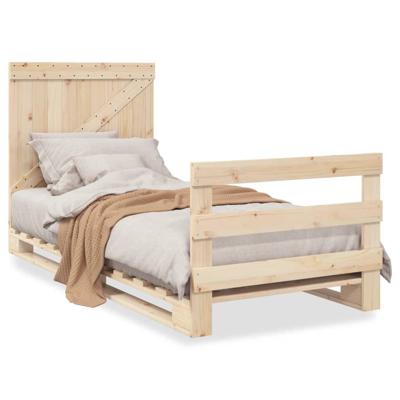 Bedframe met hoofdbord massief grenenhout 90x200 cm