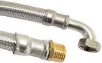 Flexibele aansluitslang - rvs gevlochten - binnendraad x buitendraad - 1 x 1 met knie - DN25 - lengte 80cm - thumbnail