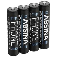 Absina Oplaadbare AAA batterij (potlood) NiMH 1.2 V 4 stuk(s) - thumbnail