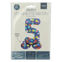 Folat BV Staande folieballon colorful dots cijfer 5 - 72cm - thumbnail