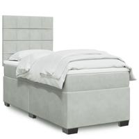 Boxspring met matras fluweel lichtgrijs 80x200 cm - thumbnail