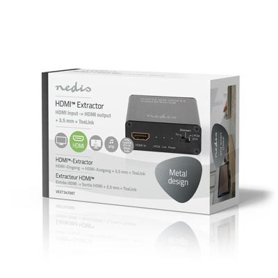 HDMI Audio-Extractor | Digitaal en Stereo - 1x HDMI Ingang | 1x HDMI-Uitgang + TosLink + 3,5 mm HDMI Audio-Extractor | Digitaal en Stereo - 1x HDMI Ingang | 1x HDMI-Uitgang + TosLink + 3,5 mm