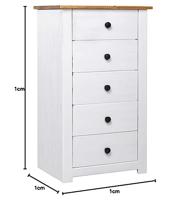 Dressoir Panama Range 46x40x89 cm grenenhout wit - thumbnail