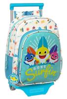 Schoolrugzak met Wielen Baby Shark Surfing Blauw Wit 26 x 34 x 11 cm - thumbnail