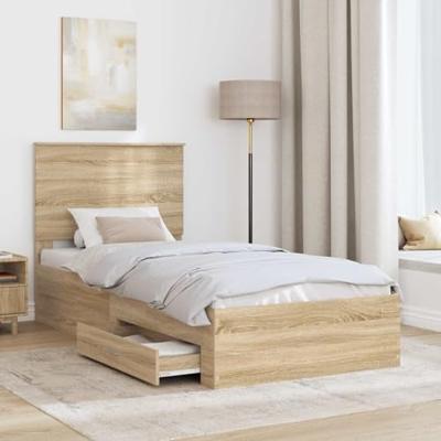 Bedframe met hoofdeinde Sonoma Eiken 90 x 190 cm Bewerkt hout