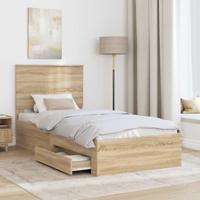 Bedframe met hoofdeinde Sonoma Eiken 100 x 200 cm Bewerkt hout - thumbnail