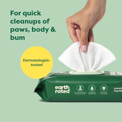 Earth Rated dog wipes geurloos composteerbaar - thumbnail