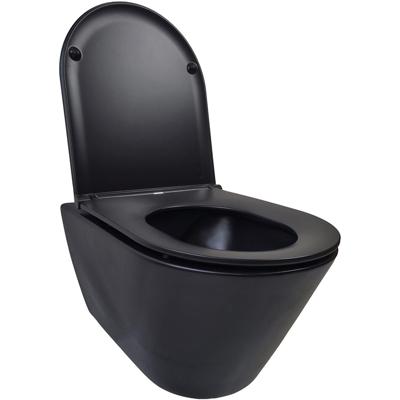 Wiesbaden Stereo Wandcloset Rimless met Flatline Toiletzitting - Softclose en Quick Release - Mat Zwart